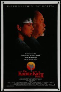 6m460 KARATE KID PART II 1sh '86 great profile of Pat Morita as Mr. Miyagi, Ralph Macchio!