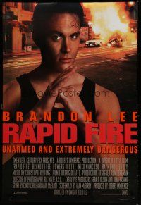 6m668 RAPID FIRE style B int'l DS 1sh '92 Powers Boothe, Nick Mancuso, great image of Brandon Lee!