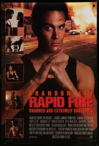 6m669 RAPID FIRE style C int'l DS 1sh '92 Powers Boothe, Nick Mancuso, great image of Brandon Lee!