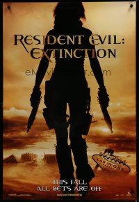 6m675 RESIDENT EVIL: EXTINCTION teaser 1sh '07 silhouette of zombie killer Milla Jovovich!