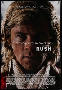 6m685 RUSH advance DS 1sh '13 cool close-up of Chris Hemsworth as F1 driver James Hunt!