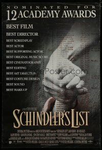 6m699 SCHINDLER'S LIST int'l awards 1sh '93 Steven Spielberg World War II classic, Best Picture!