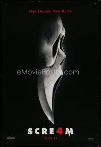 6m701 SCREAM 4 teaser DS 1sh '11 Wes Craven, Neve Campbell, Courteney Cox, image of blade face!