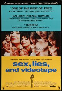 6m709 SEX, LIES, & VIDEOTAPE 1sh '89 James Spader, Laura San Giacomo, Steven Soderbergh directed!