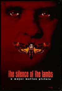 6m718 SILENCE OF THE LAMBS style B teaser DS 1sh '90 creepy Anthony Hopkins with moth over mouth!