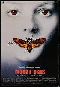 6m719 SILENCE OF THE LAMBS style D DS 1sh '90 great image of Jodie Foster w/moth over mouth!