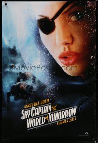 6m723 SKY CAPTAIN & THE WORLD OF TOMORROW teaser DS 1sh '04 close-up of Angelina Jolie w/eyepatch!