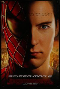 6m738 SPIDER-MAN 2 advance DS 1sh '04 half-masked superhero Tobey Maguire!