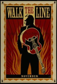 6m815 WALK THE LINE light November style A teaser 1sh '05 Shepard Fairey art of Phoenix as Cash!