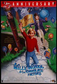 6m831 WILLY WONKA & THE CHOCOLATE FACTORY 1sh R96 Gene Wilder, it's scrumdidilyumptious!