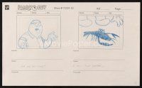 6p111 FAMILY GUY 3 pieces of animation art '00s cartoon pencil drawings w/Peter picking up lobster