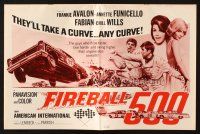 6p569 FIREBALL 500 pressbook '66 Frankie Avalon & sexy Annette Funicello, cool stock car racing art!