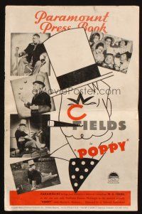 6p783 POPPY pressbook '36 great art of W.C. Fields + Rochelle Hudson & cast members!