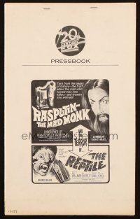 6p796 RASPUTIN THE MAD MONK/REPTILE pressbook '66 wacky Hammer double-bill, free Rasputin beards!