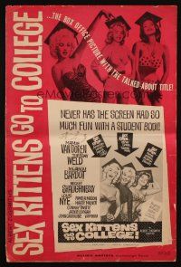 6p827 SEX KITTENS GO TO COLLEGE pressbook '60 sexy Van Doren, Tuesday Weld & Bardot's sister!