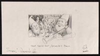 6p121 SHREK animation art '01 cartoon pencil drawing of dwarves band playing instruments!