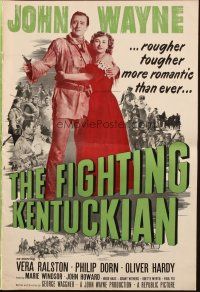 6p564 FIGHTING KENTUCKIAN pressbook '49 rougher, tougher & more romantic John Wayne + Oliver Hardy!