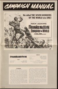 6p581 FRANKENSTEIN CONQUERS THE WORLD pressbook '66 cool art of giant monsters by Reynold Brown!