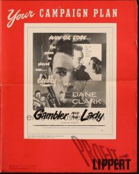 6p591 GAMBLER & THE LADY pressbook '52 cool gambling image, wheel of fortune spun by cold steel!