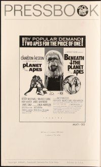 6p779 PLANET OF THE APES/BENEATH THE PLANET OF THE APES pressbook '71 2 apes for the price of 1!