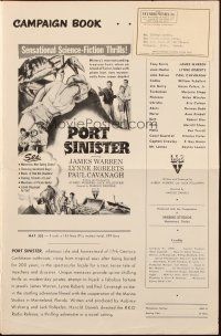 6p784 PORT SINISTER pressbook '53 art of man shooting at giant mutant crab attacking bound girl!