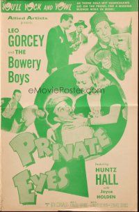 6p790 PRIVATE EYES pressbook '53 Leo Gorcey & The Bowery Boys are detectives, sexy Joyce Holden!