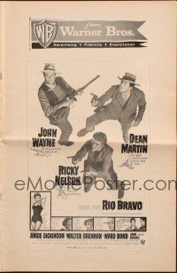 6p804 RIO BRAVO pressbook '59 John Wayne, Ricky Nelson, Dean Martin, Walter Brennan, Howard Hawks