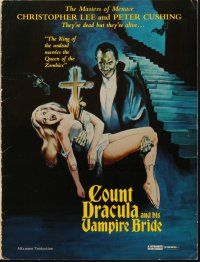 6p818 SATANIC RITES OF DRACULA pressbook 1978 great Adams art of Count Dracula & his Vampire Bride!