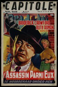 6r546 DOWN 3 DARK STREETS Belgian '54 Broderick Crawford, sexy Ruth Roman, Martha Hyer!