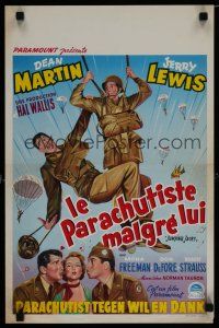 6r563 JUMPING JACKS Belgian '52 artwork of Army paratroopers Dean Martin & Jerry Lewis!