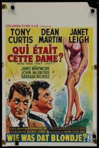 6r611 WHO WAS THAT LADY Belgian '60 Tony Curtis & Dean Martin stare at sexy Janet Leigh's legs!