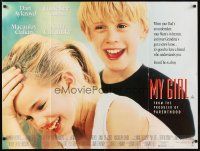 6r170 MY GIRL British quad '91 great close image of young Macaulay Culkin & Anna Chlumsky!