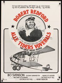 6r785 GREAT WALDO PEPPER Danish '75 portrait image of pilot Robert Redford & airplane!