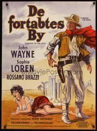 6r801 LEGEND OF THE LOST Danish '57 Wenzel art of John Wayne with sexiest Sophia Loren!