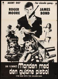 6r812 MAN WITH THE GOLDEN GUN Danish R70s art of Roger Moore as James Bond & sexy babes!