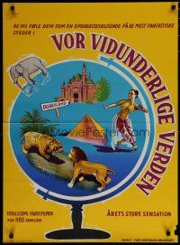 6r846 VOR VIDUNDERLIGE VERDEN Danish '57 Erik A. artwork of sights around the world!