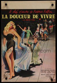 6r251 LA DOLCE VITA French 15x21 '60 Federico Fellini, Mastroianni, sexy Ekberg by Yves Thos!