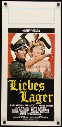 6r365 LIEBES LAGER Italian locandina '76 art of Nazi officer holding nude saluting woman!