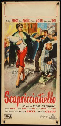 6r395 SCAPRICCIATIELLO Italian locandina '55 artwork of Fulvia Franco at wedding by Palt!