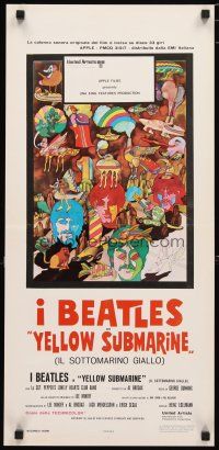 6r413 YELLOW SUBMARINE Italian locandina R70s psychedelic art of Beatles John, Paul, Ringo, George