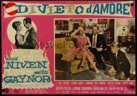 6r311 HAPPY ANNIVERSARY Italian photobusta '60 great image of David Niven & Mitzi Gaynor!