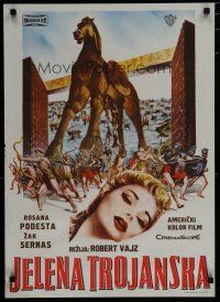 6r668 HELEN OF TROY Yugoslavian '56 Robert Wise, sexy Rossana Podesta, cool Trojan horse art!