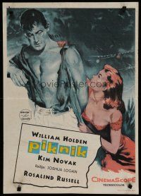 6r704 PICNIC Yugoslavian '56 great artwork of William Holden & Kim Novak!