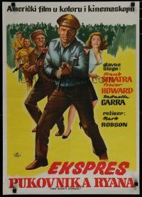 6r742 VON RYAN'S EXPRESS Yugoslavian '65 different art of Frank Sinatra with gun!