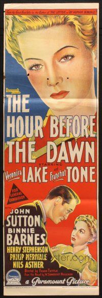 7e828 HOUR BEFORE THE DAWN Aust daybill '44 Richardson Studio art of Nazi spy Veronica Lake!