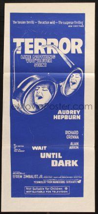 7e985 WAIT UNTIL DARK Aust daybill R70s art of blind Audrey Hepburn terrorized by burglar!