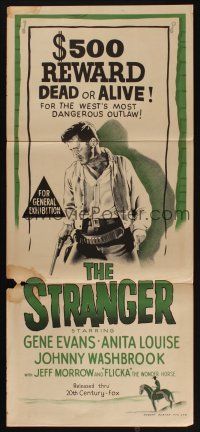 7e955 STRANGER Aust daybill '55 Gene Evans, Anita Loise, wanted dead or alive!