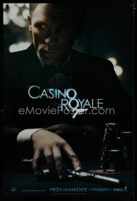 7w103 CASINO ROYALE Spanish/U.S. teaser DS 1sh '06 Craig as James Bond sitting at poker table w/gun!