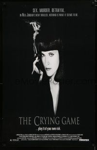 7w131 CRYING GAME 1sh '92 Neil Jordan classic, great image of Miranda Richardson with smoking gun!