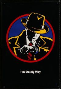 7w154 DICK TRACY on my way teaser DS 1sh '90 cool art of Warren Beatty & radio watch!